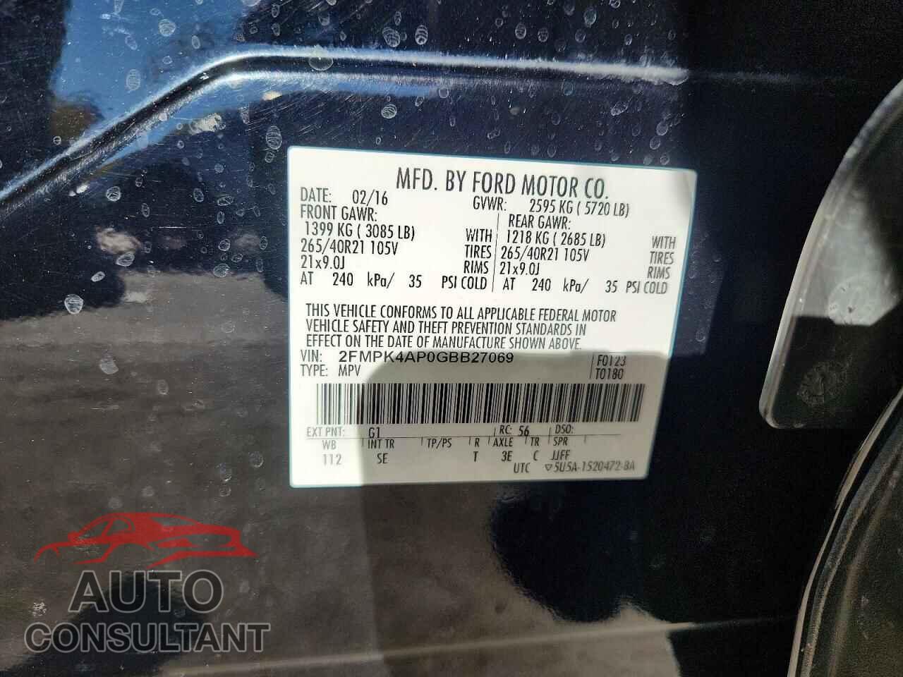 FORD EDGE 2016 - 2FMPK4AP0GBB27069