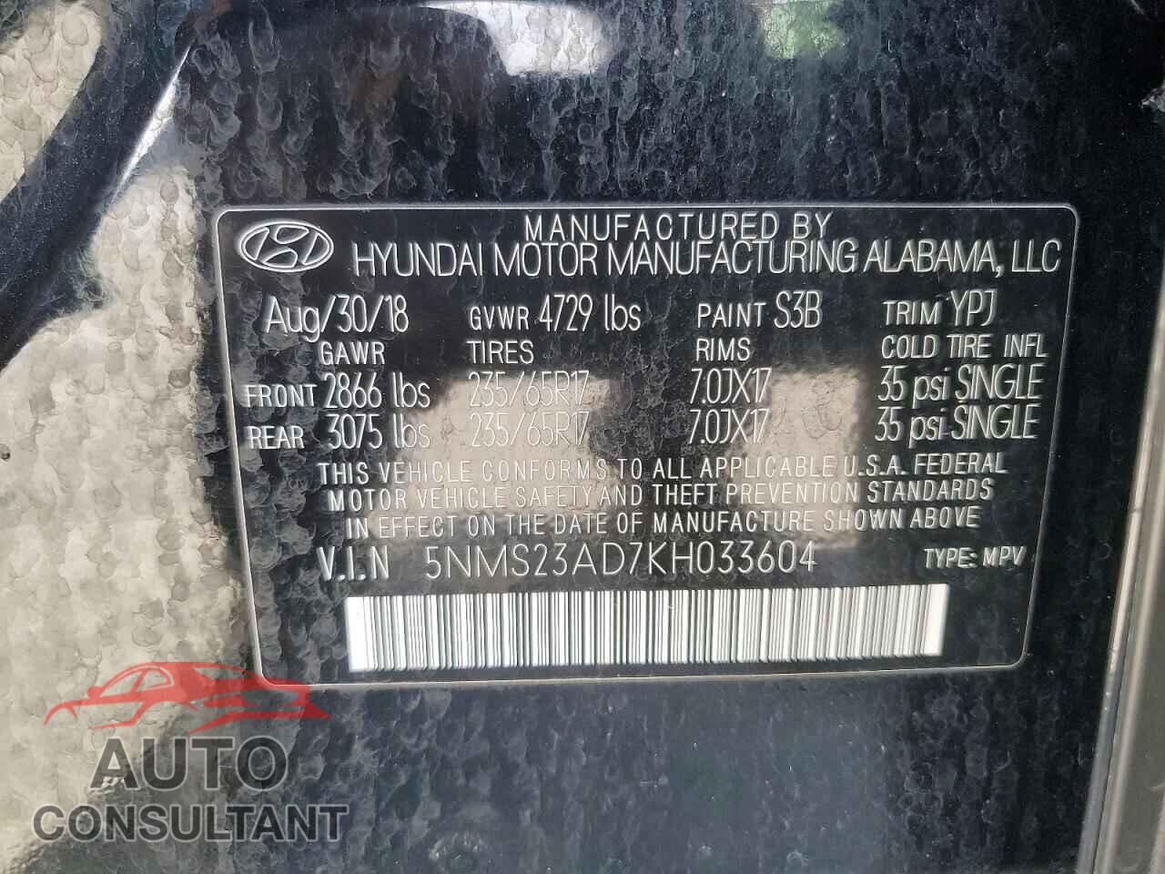 HYUNDAI SANTA FE 2019 - 5NMS23AD7KH033604