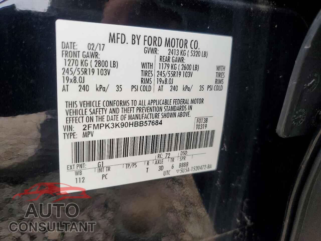 FORD EDGE 2017 - 2FMPK3K90HBB57684