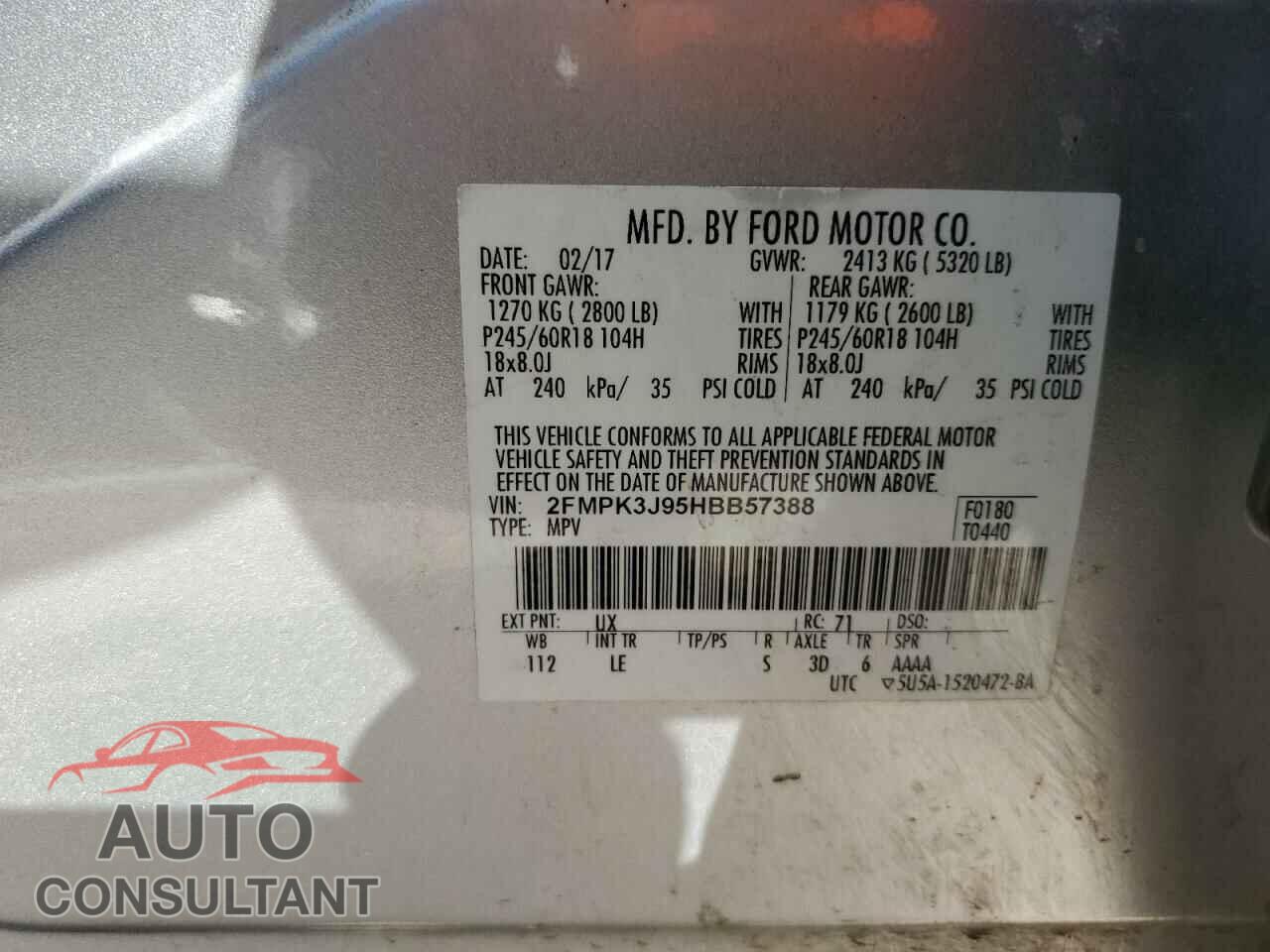 FORD EDGE 2017 - 2FMPK3J95HBB57388