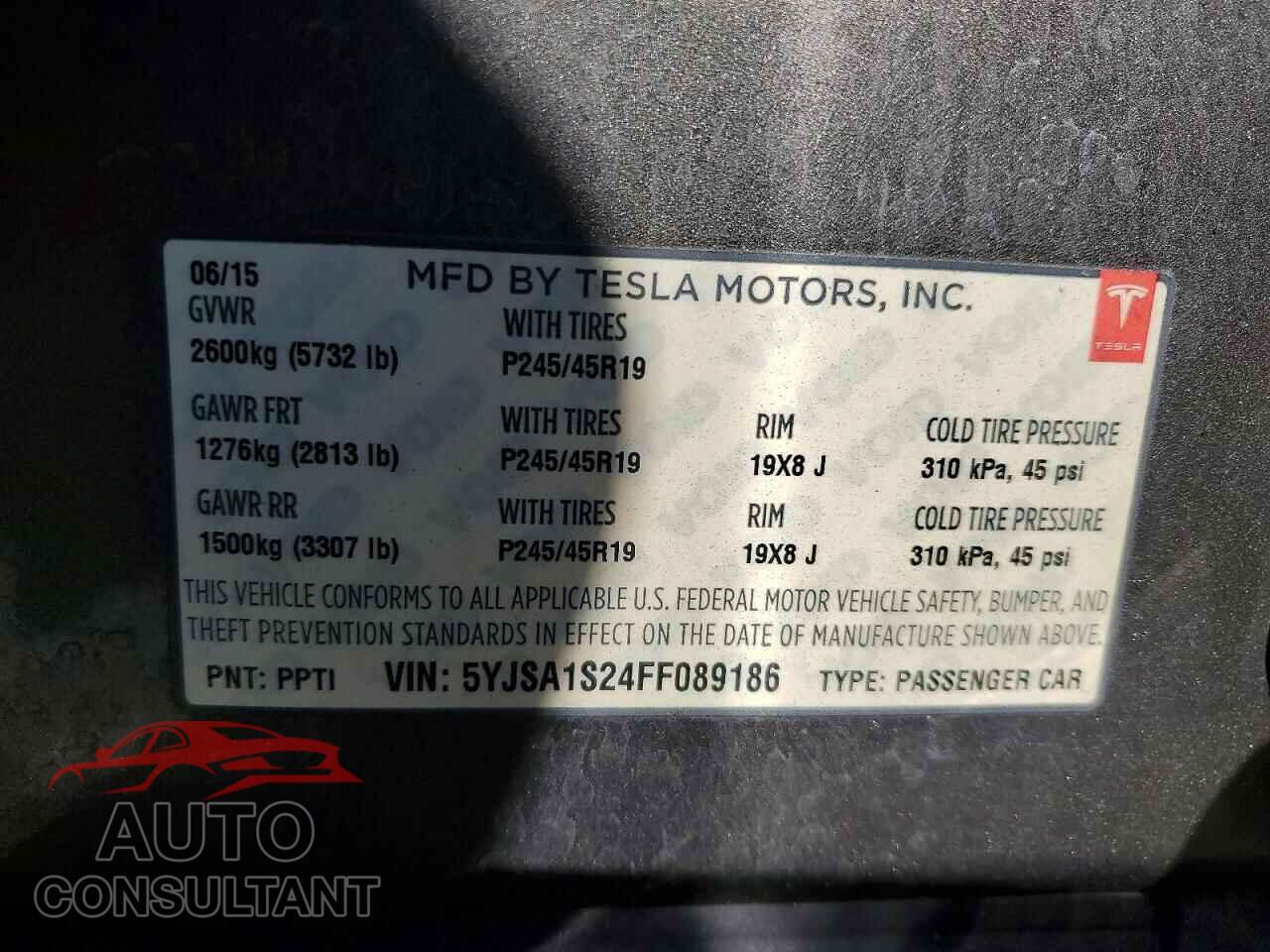 TESLA MODEL S 2015 - 5YJSA1S24FF089186