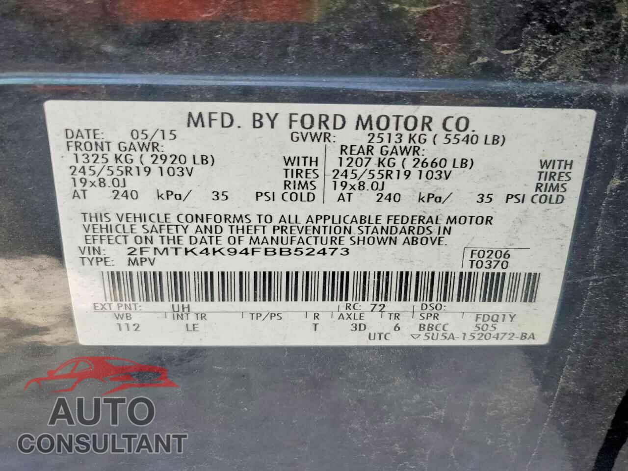 FORD EDGE 2015 - 2FMTK4K94FBB52473