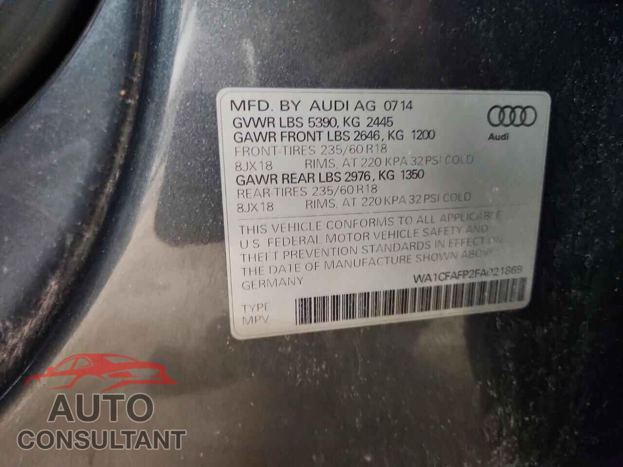 AUDI Q5 2015 - WA1CFAFP2FA021869