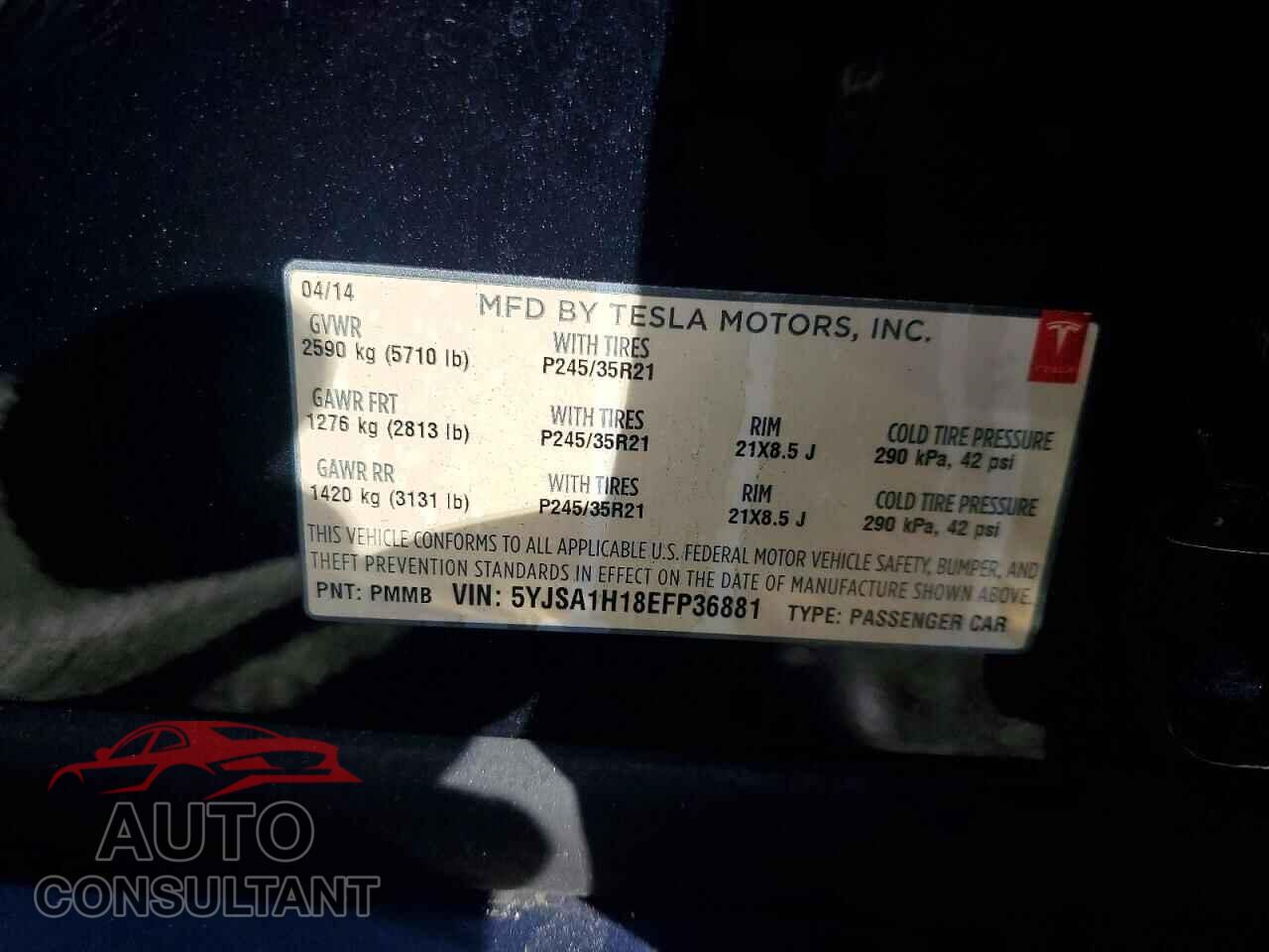 TESLA MODEL S 2014 - 5YJSA1H18EFP36881