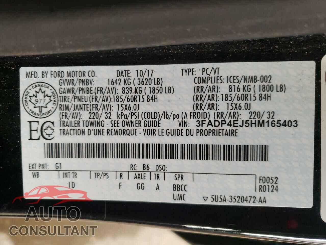 FORD FIESTA 2017 - 3FADP4EJ5HM165403