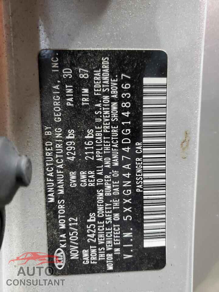 KIA OPTIMA 2013 - 5XXGN4A74DG148367