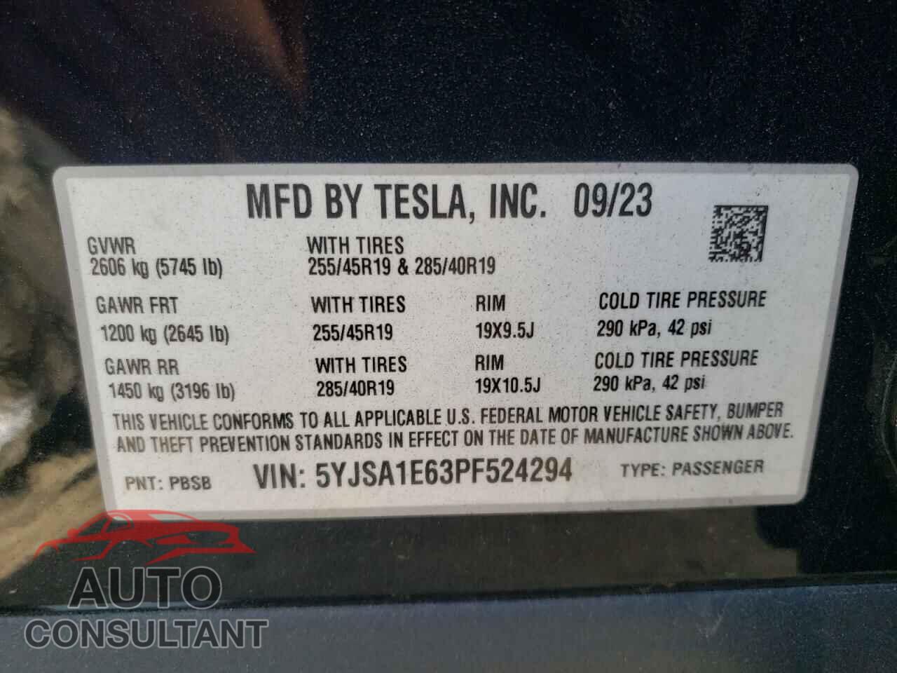 TESLA MODEL S 2023 - 5YJSA1E63PF524294