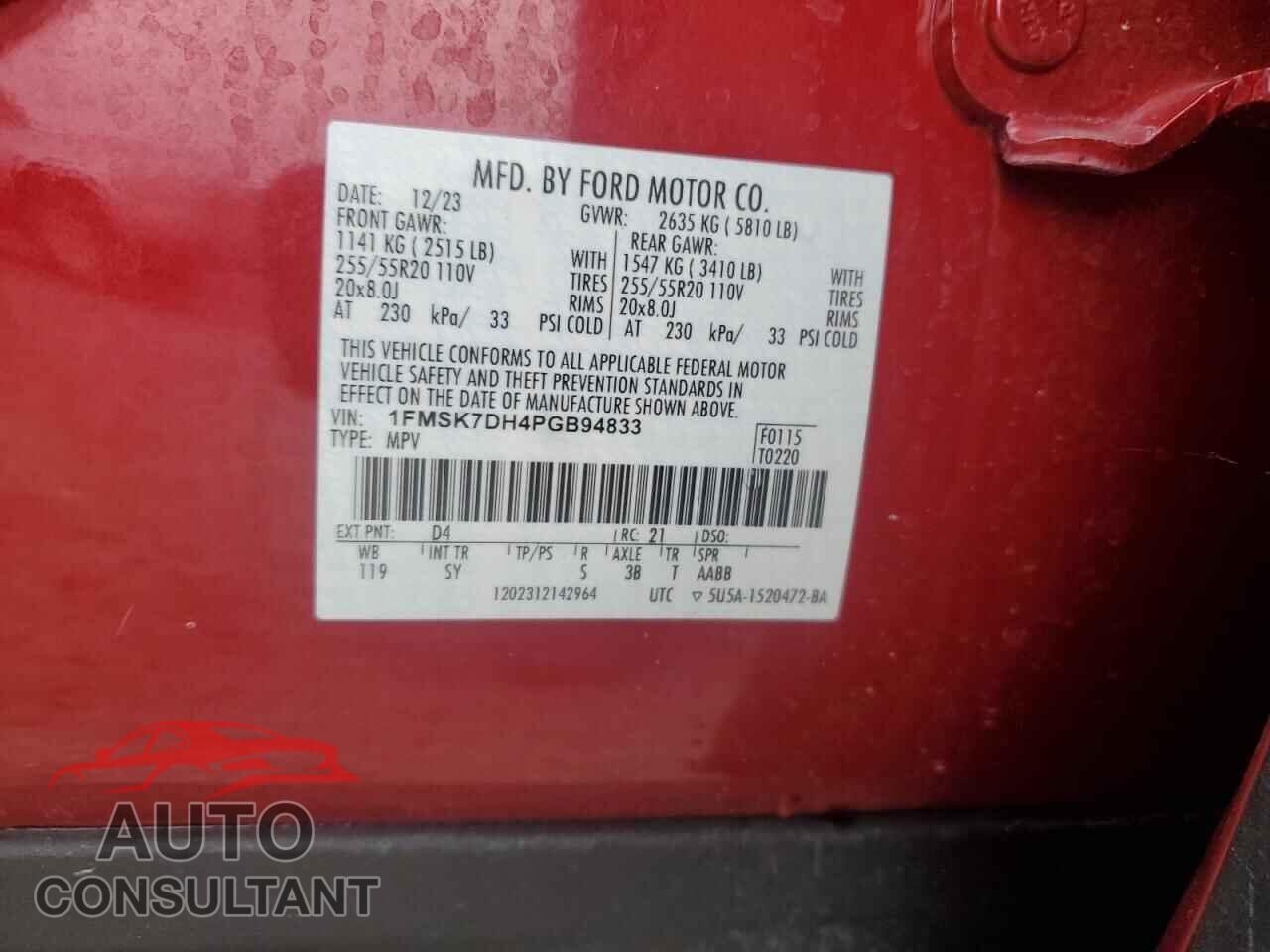FORD EXPLORER 2023 - 1FMSK7DH4PGB94833