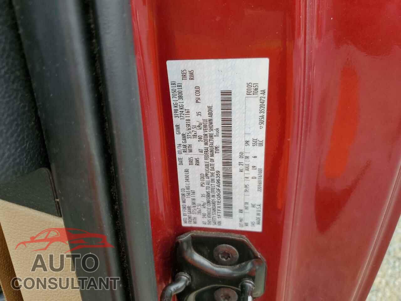 FORD F-150 2016 - 1FTFX1EG5GFA96359