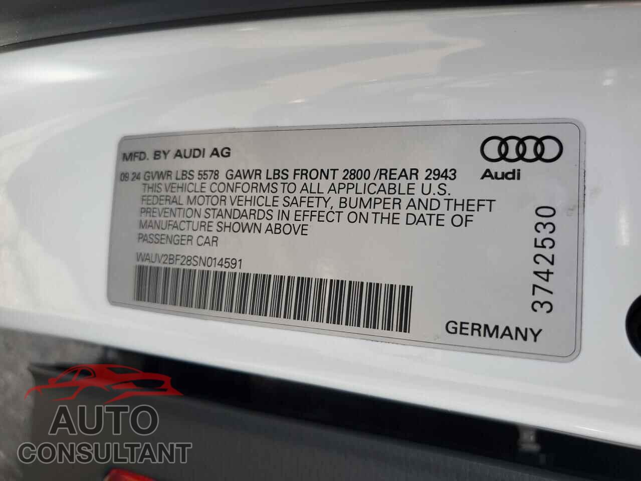 AUDI A7 2025 - WAUV2BF28SN014591