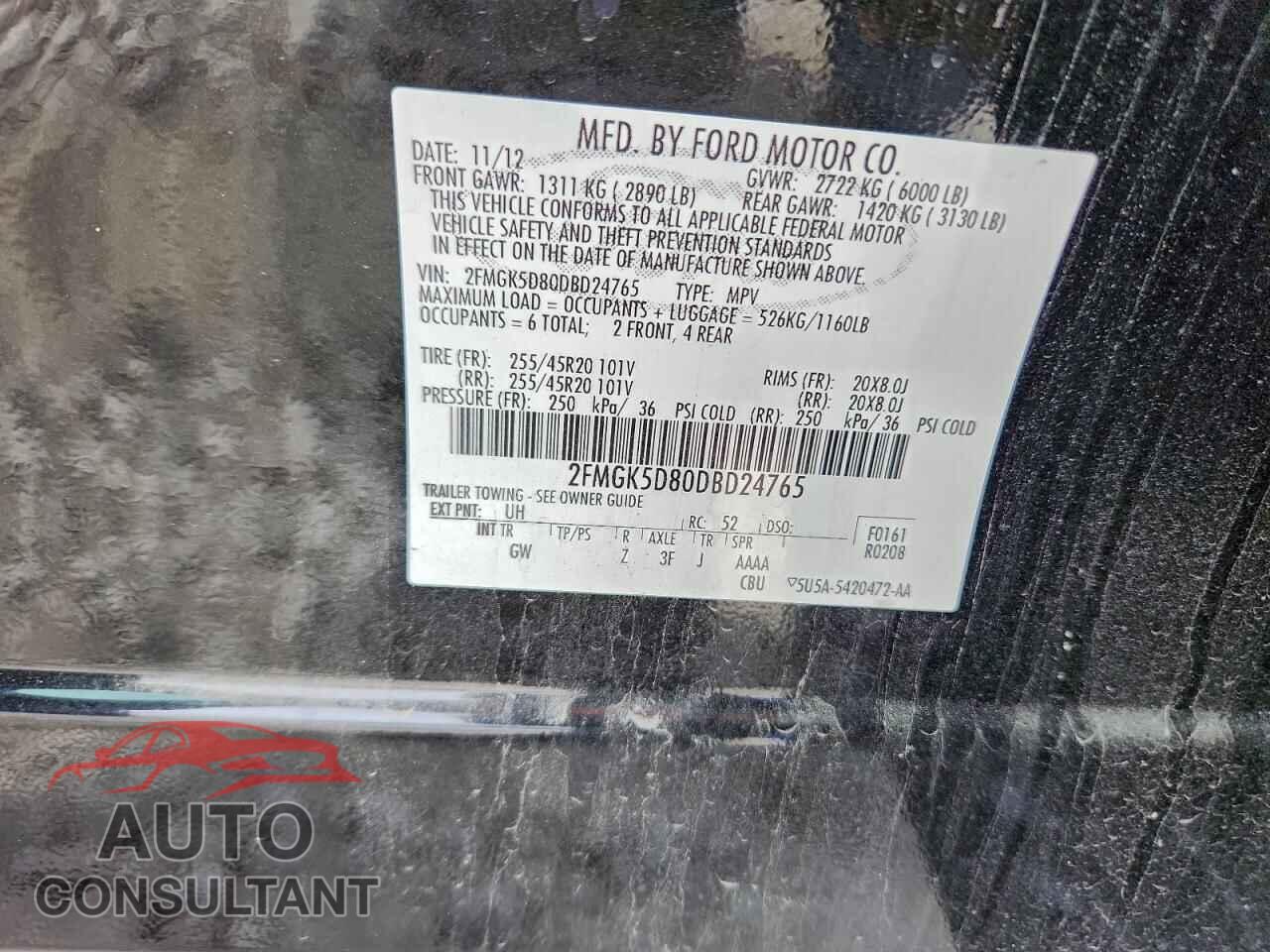FORD FLEX 2013 - 2FMGK5D80DBD24765