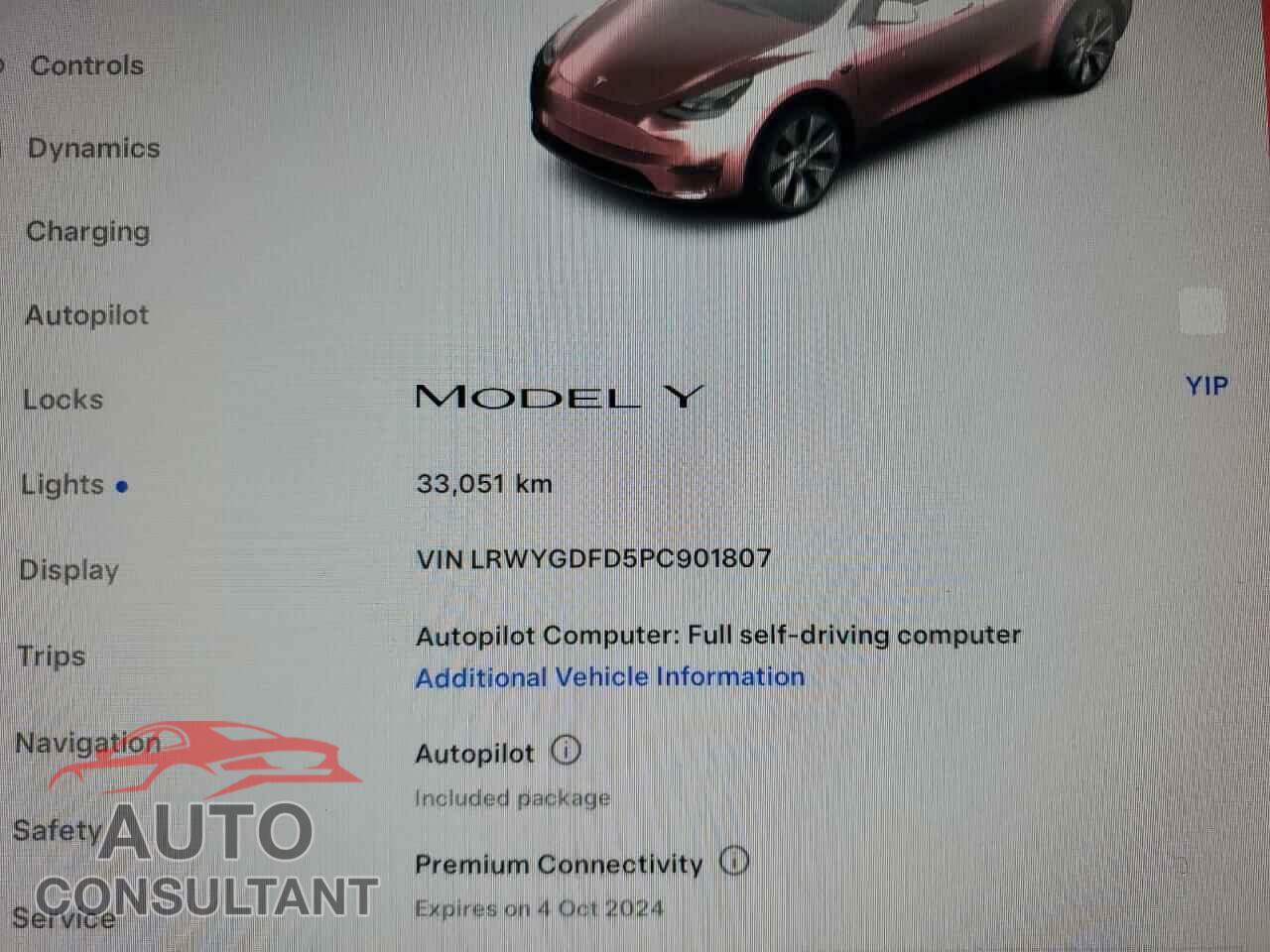 TESLA MODEL Y 2023 - LRWYGDFD5PC901807