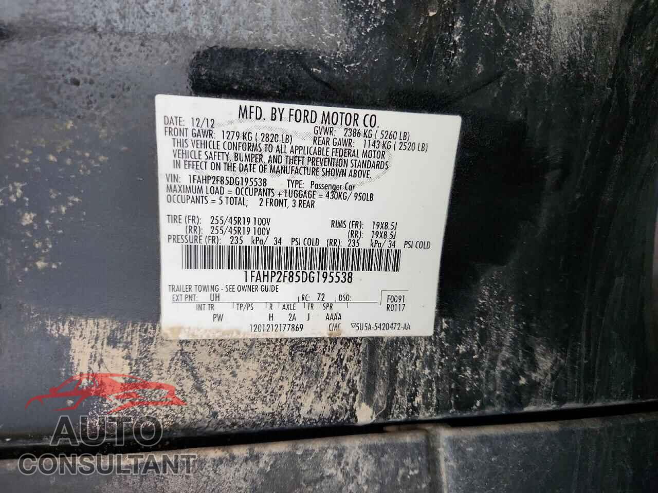 FORD TAURUS 2013 - 1FAHP2F85DG195538