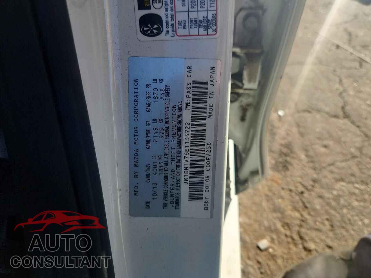 MAZDA 3 2014 - JM1BM1V76E1135722