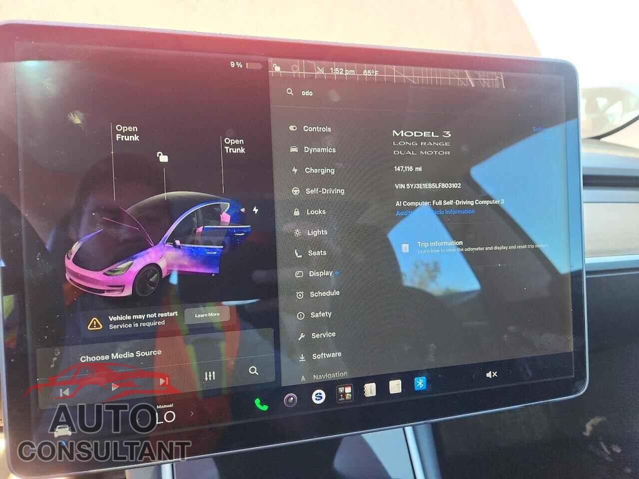 TESLA MODEL 3 2020 - 5YJ3E1EB5LF803102