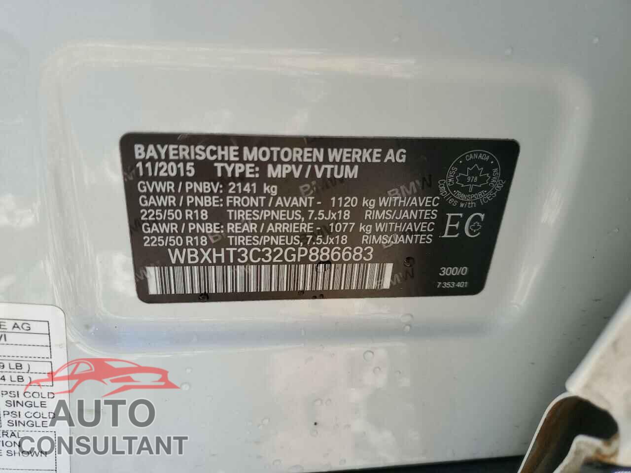 BMW X1 2016 - WBXHT3C32GP886683