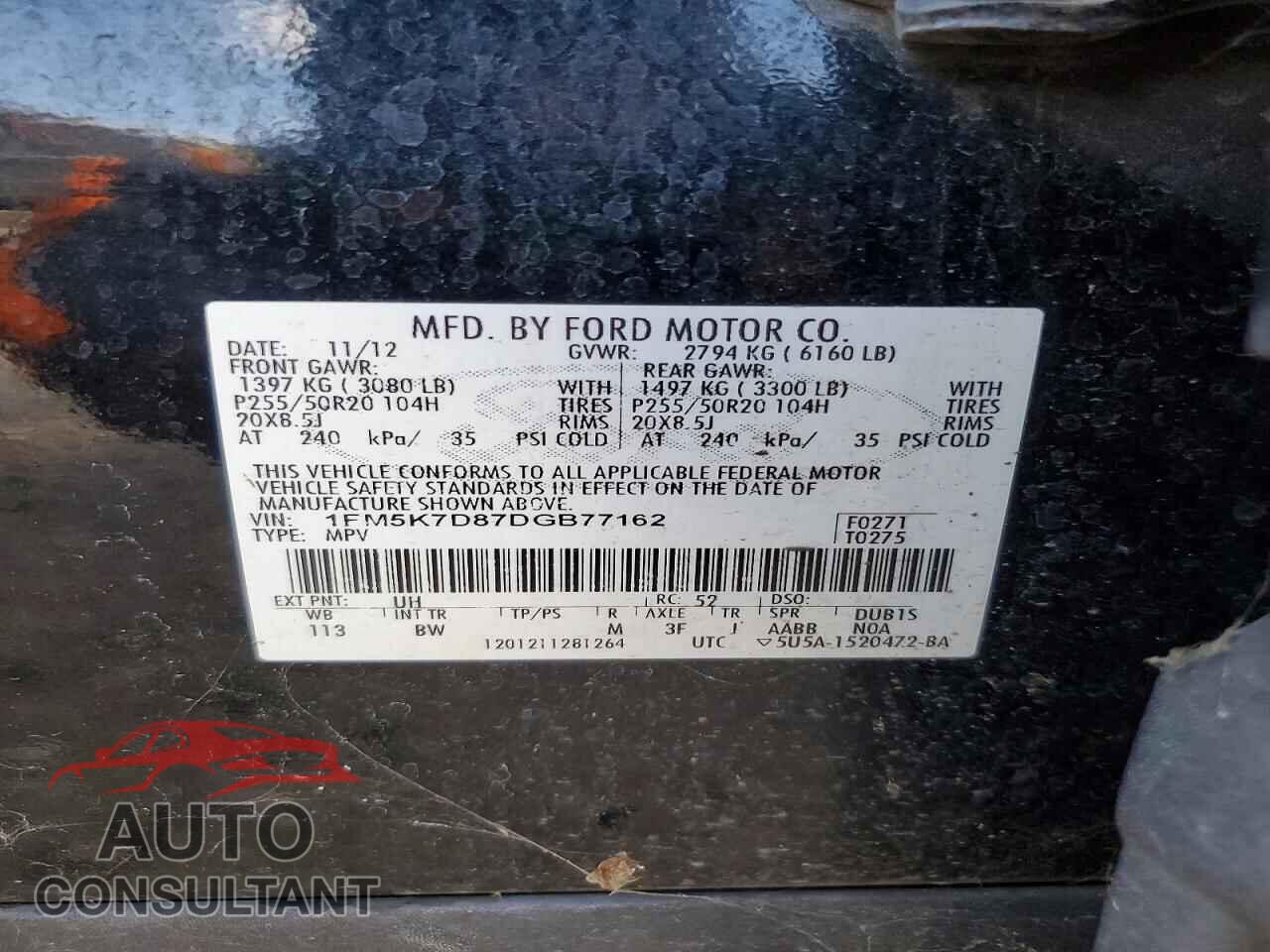 FORD EXPLORER 2013 - 1FM5K7D87DGB77162