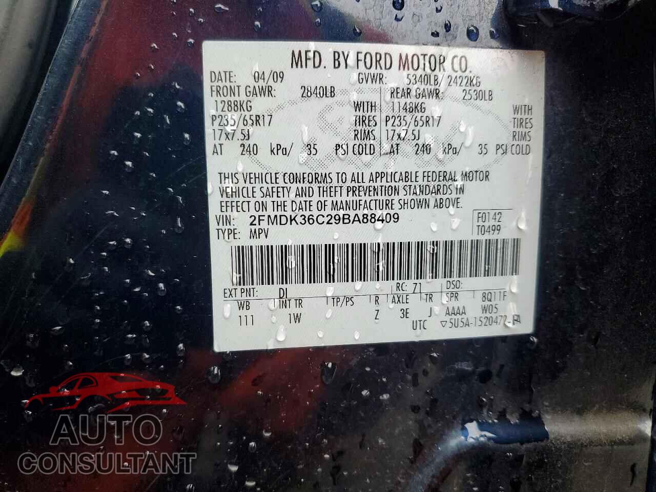 FORD EDGE 2009 - 2FMDK36C29BA88409