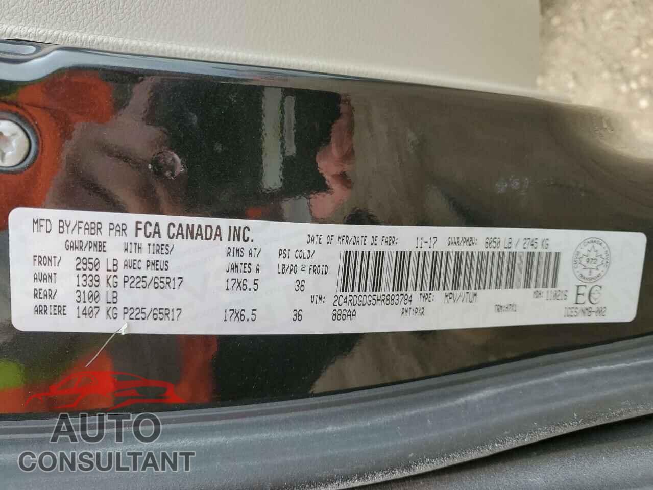 DODGE CARAVAN 2017 - 2C4RDGDG5HR883784