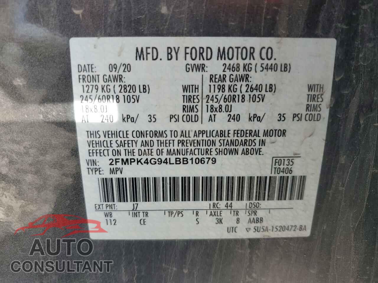 FORD EDGE 2020 - 2FMPK4G94LBB10679