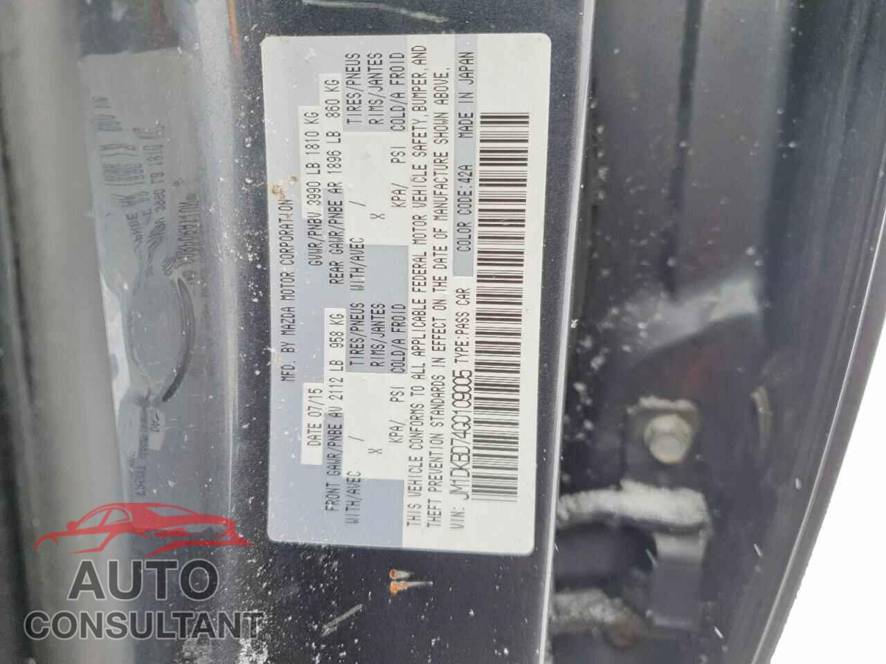 MAZDA CX-3 2016 - JM1DKBD74G0109005