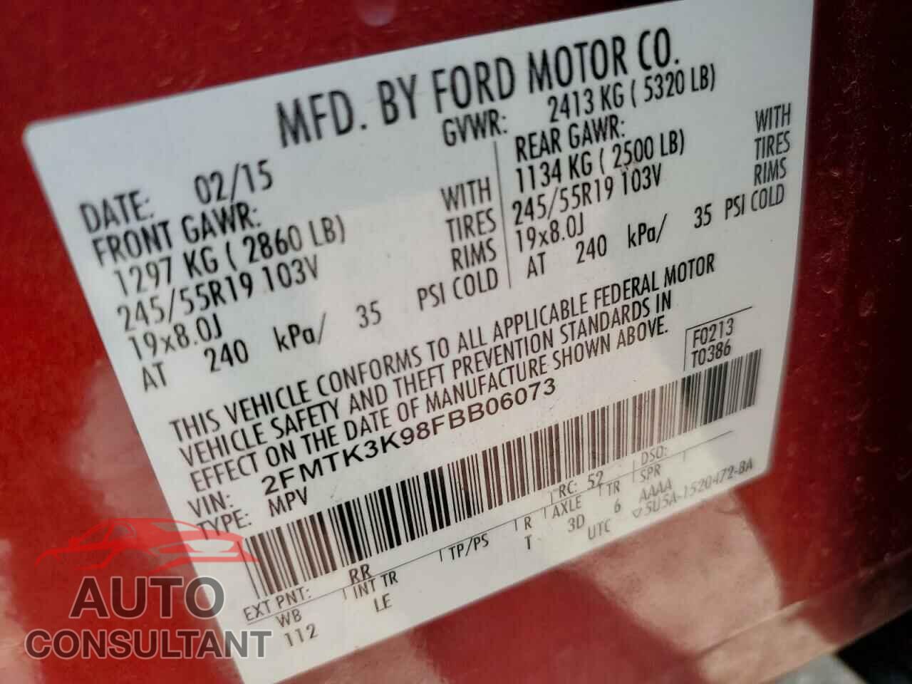FORD EDGE 2015 - 2FMTK3K98FBB06073
