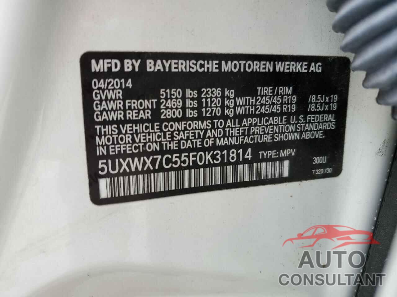 BMW X3 2015 - 5UXWX7C55F0K31814