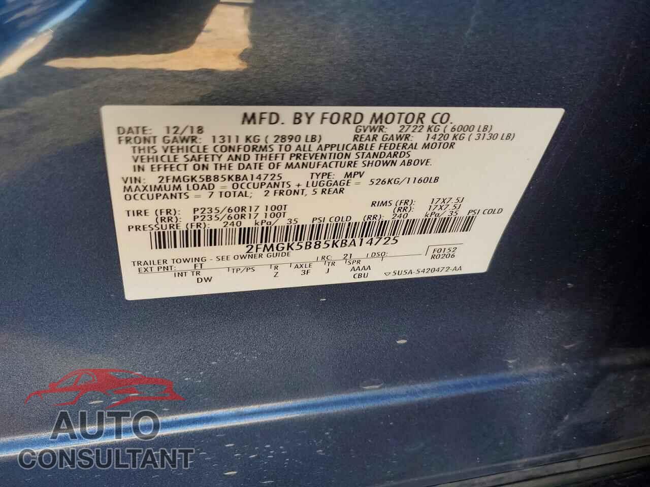 FORD FLEX 2019 - 2FMGK5B85KBA14725