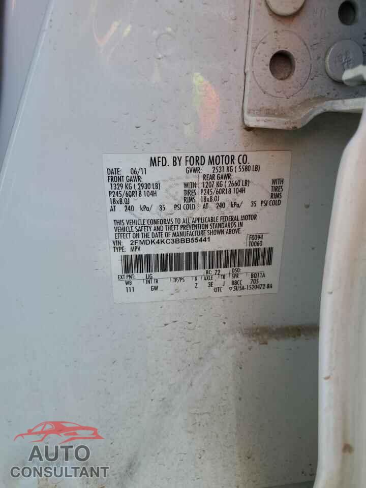 FORD EDGE 2011 - 2FMDK4KC3BBB55441