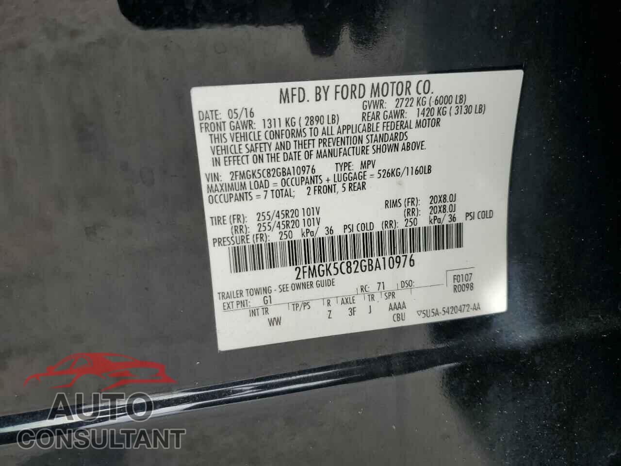 FORD FLEX 2016 - 2FMGK5C82GBA10976