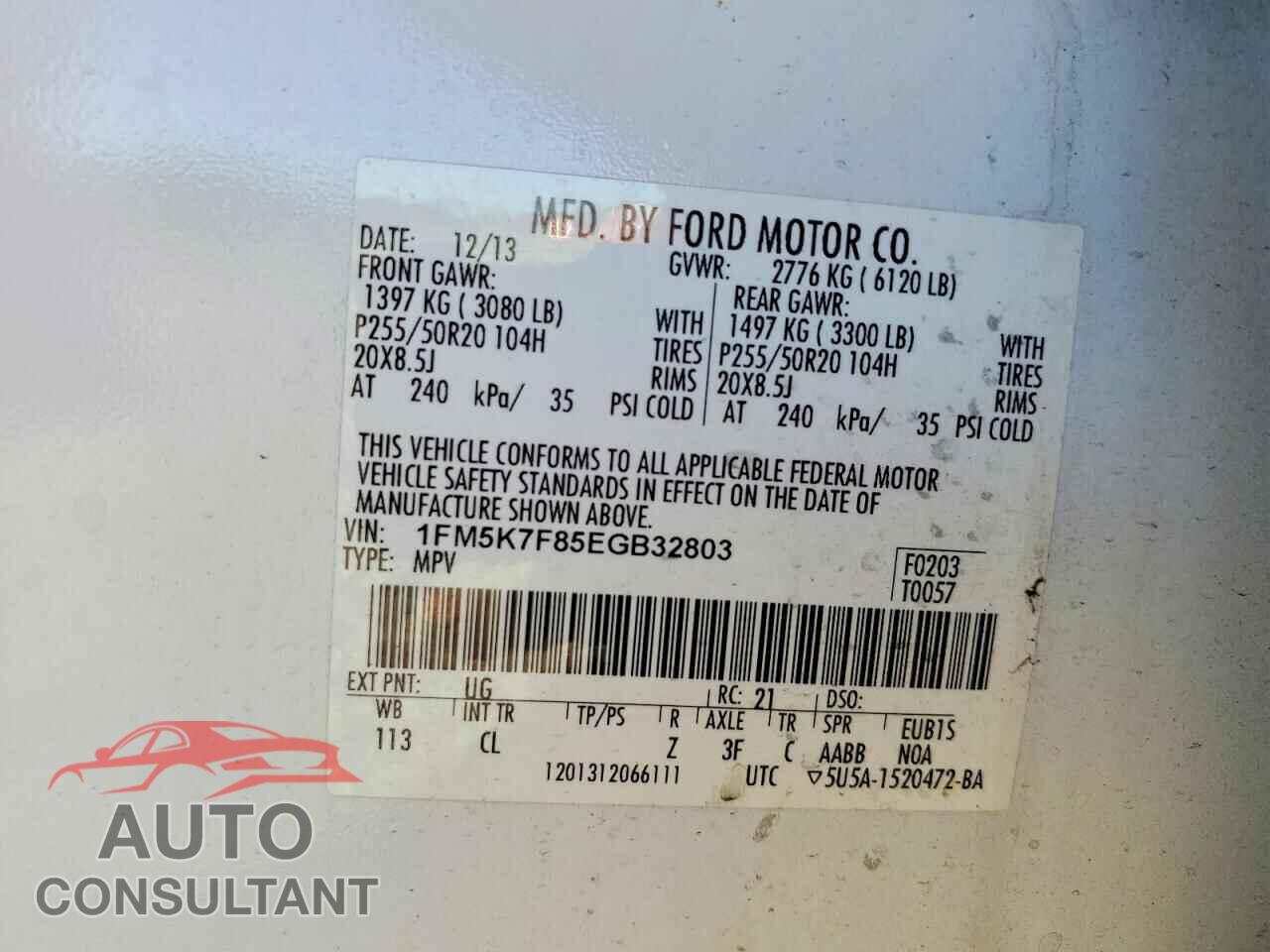 FORD EXPLORER 2014 - 1FM5K7F85EGB32803