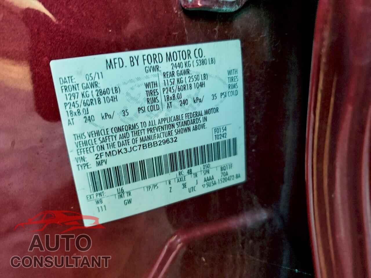 FORD EDGE 2011 - 2FMDK3JC7BBB29632