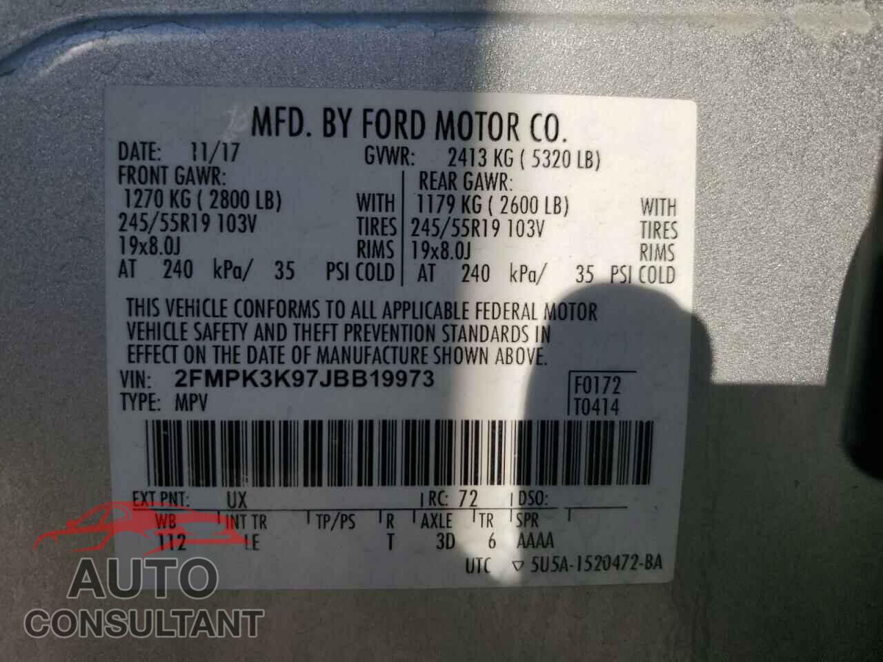 FORD EDGE 2018 - 2FMPK3K97JBB19973