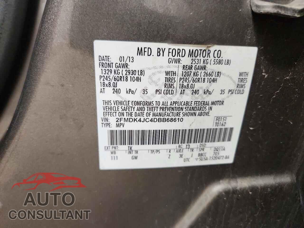 FORD EDGE 2013 - 2FMDK4JC4DBB68610