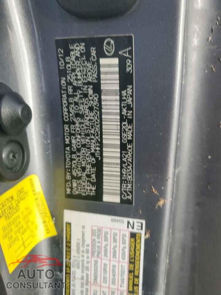 LEXUS IS 2013 - JTHFF2C26D2527390