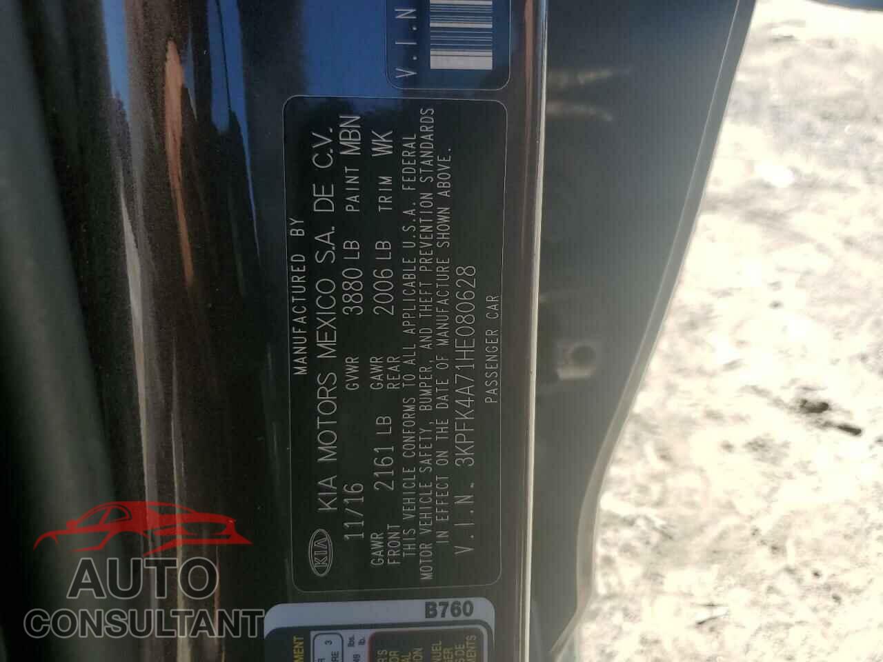 KIA FORTE 2017 - 3KPFK4A71HE080628