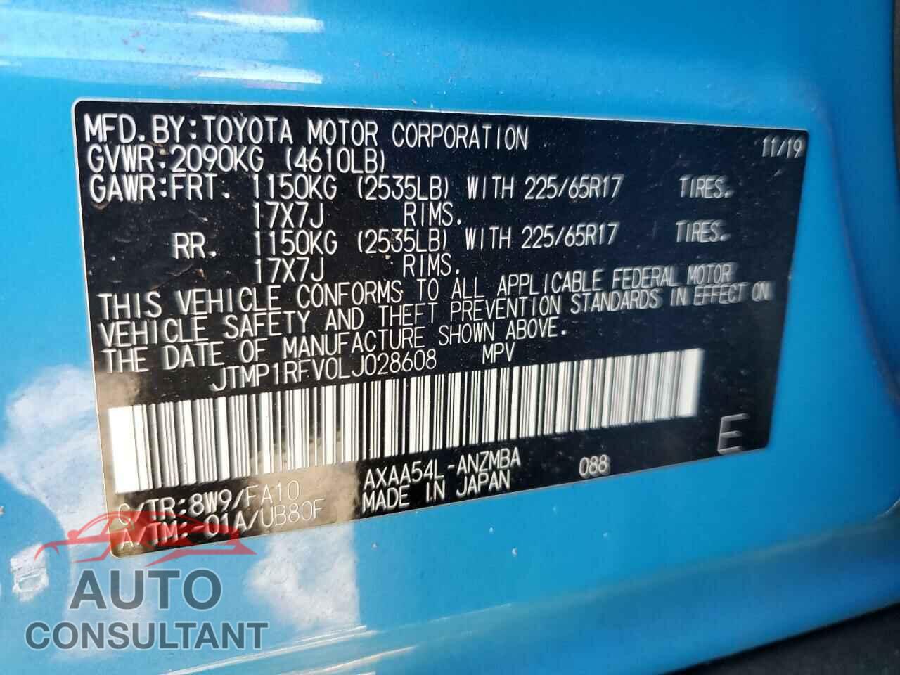 TOYOTA RAV4 2020 - JTMP1RFV0LJ028608