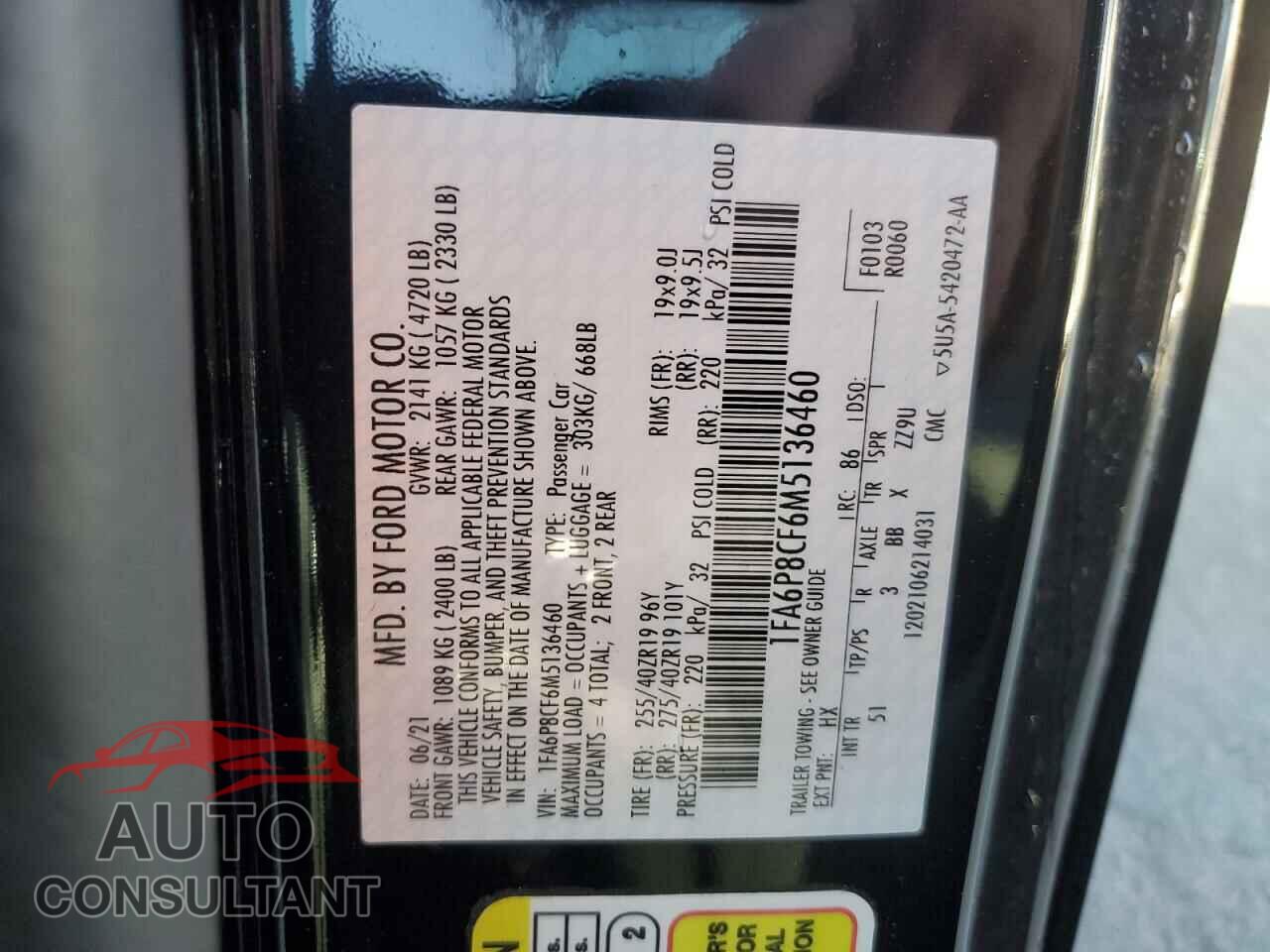 FORD MUSTANG 2021 - 1FA6P8CF6M5136460