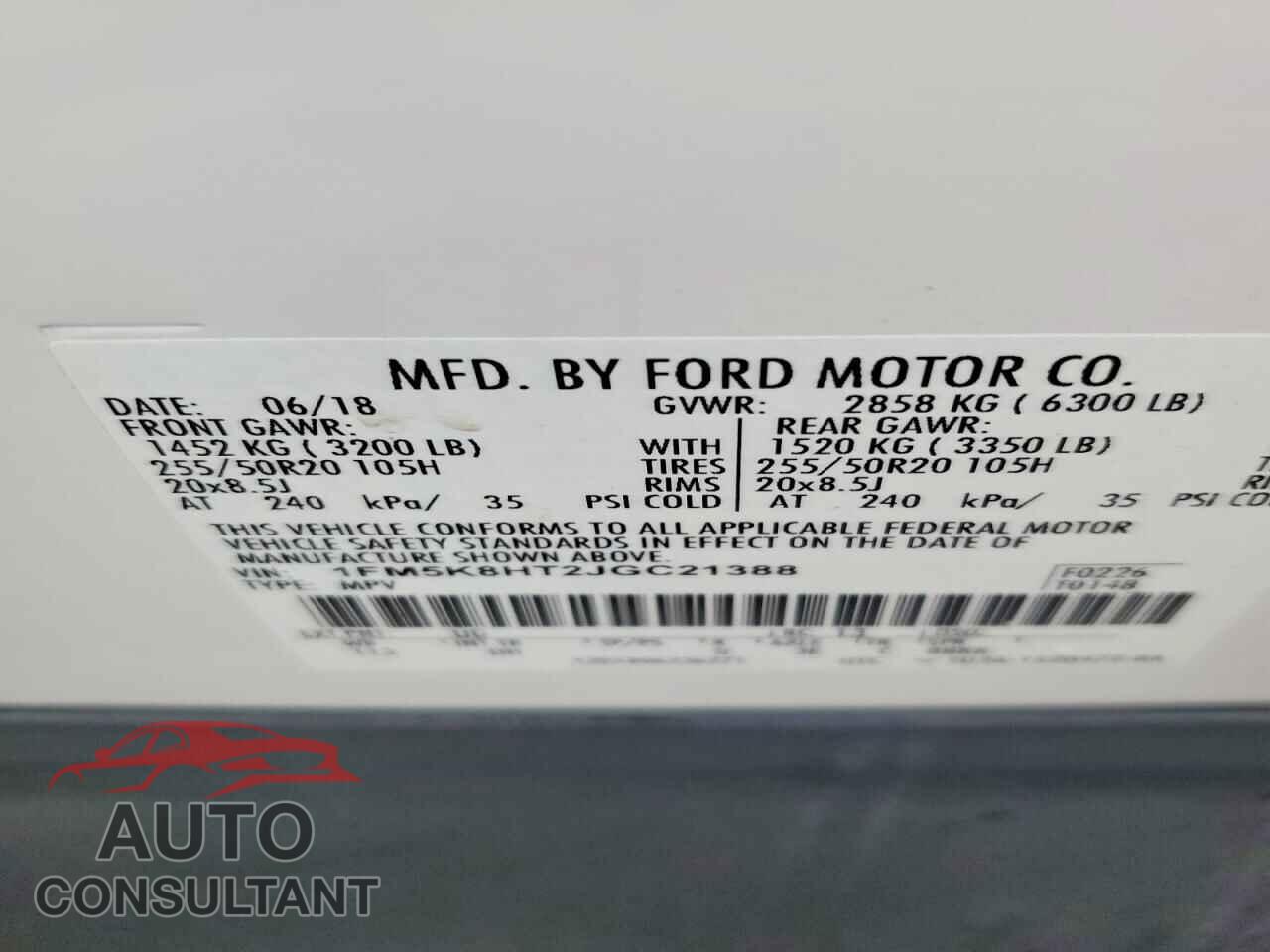 FORD EXPLORER 2018 - 1FM5K8HT2JGC21388