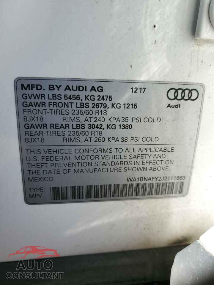 AUDI Q5 2018 - WA1BNAFY2J2111663