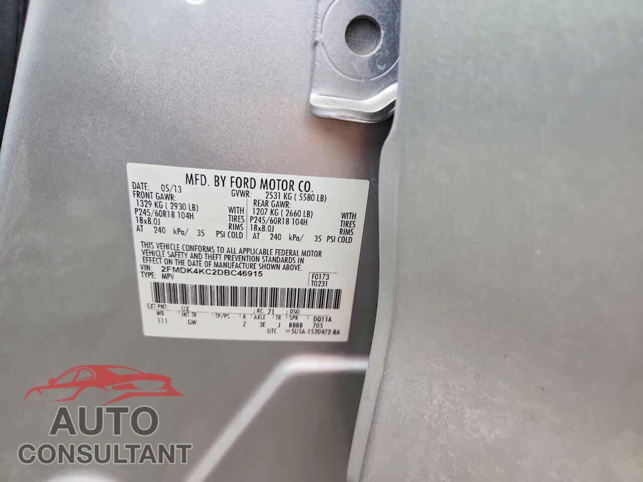 FORD EDGE 2013 - 2FMDK4KC2DBC46915