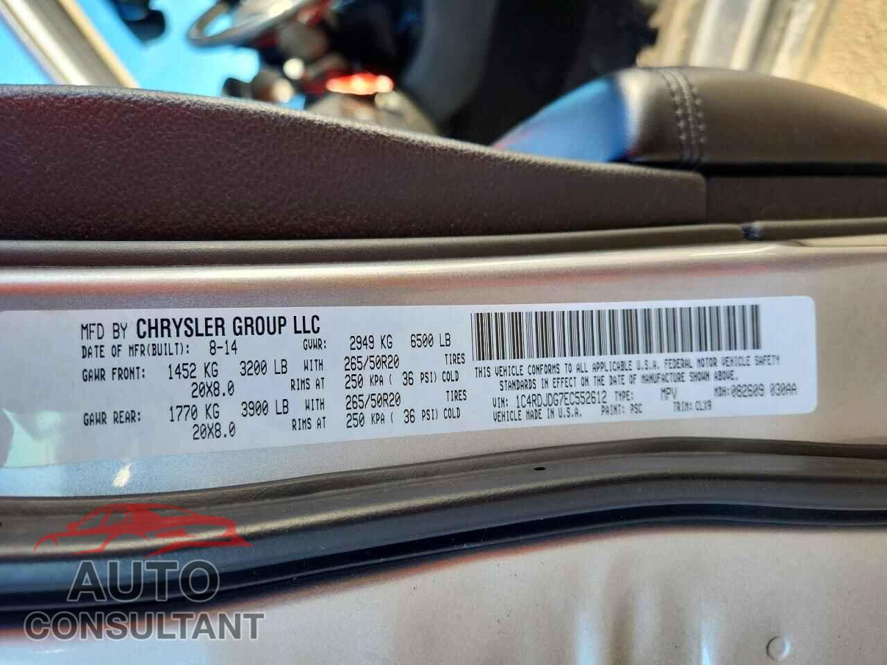DODGE DURANGO 2012 - 1C4RDJDG7EC552612