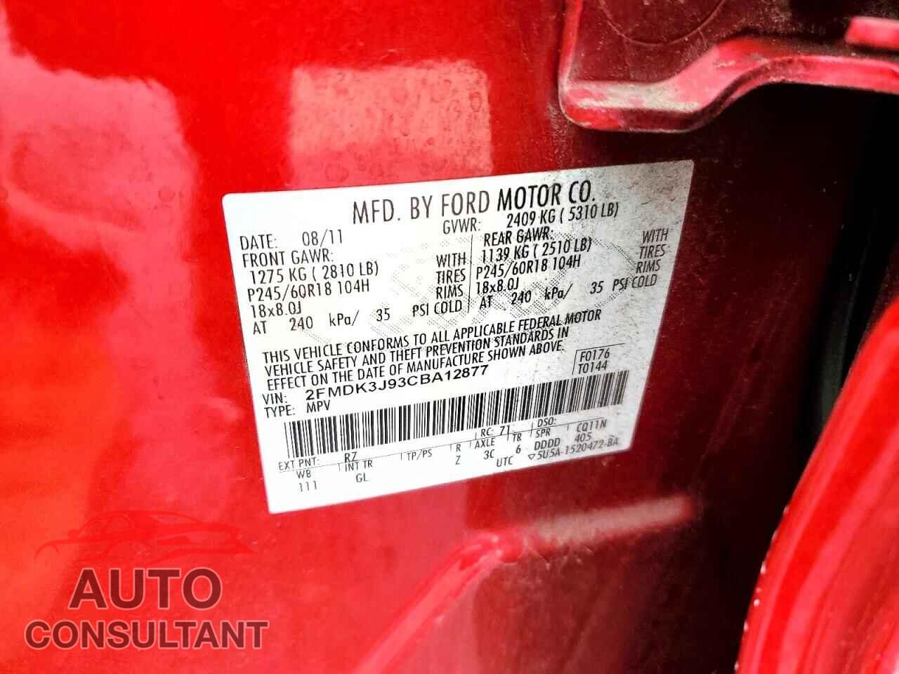 FORD EDGE 2012 - 2FMDK3J93CBA12877