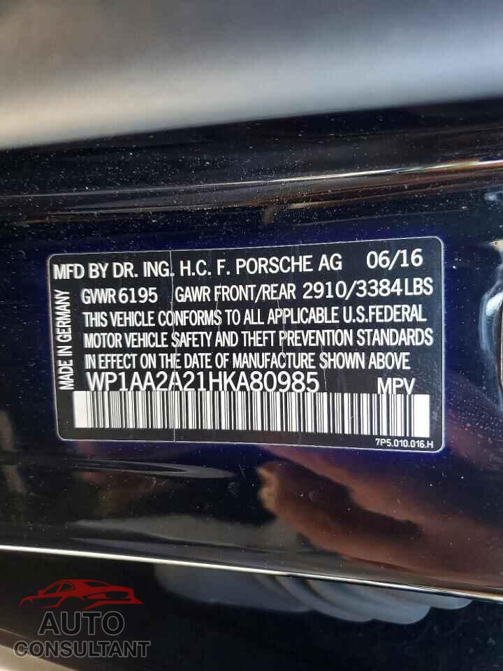 PORSCHE CAYENNE 2017 - WP1AA2A21HKA80985