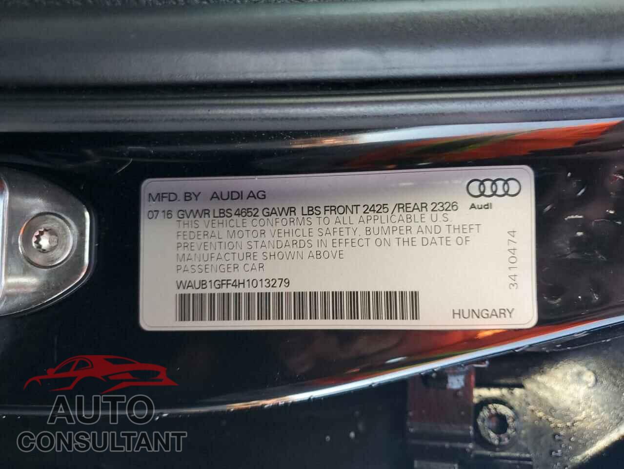 AUDI S3 2017 - WAUB1GFF4H1013279