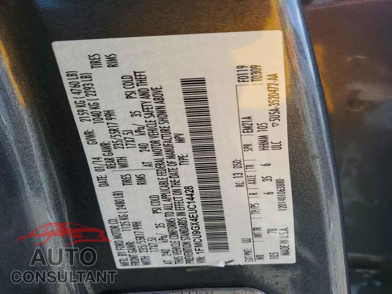 FORD ESCAPE 2014 - 1FMCU9GX4EUC14428