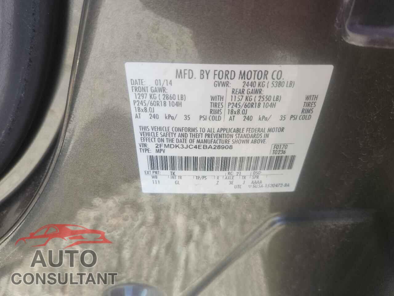 FORD EDGE 2014 - 2FMDK3JC4EBA28908