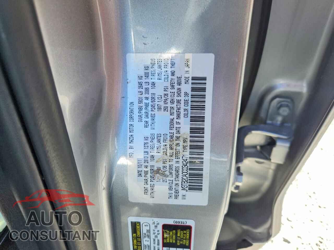 MAZDA CX-9 2012 - JM3TB2CA0C0342471