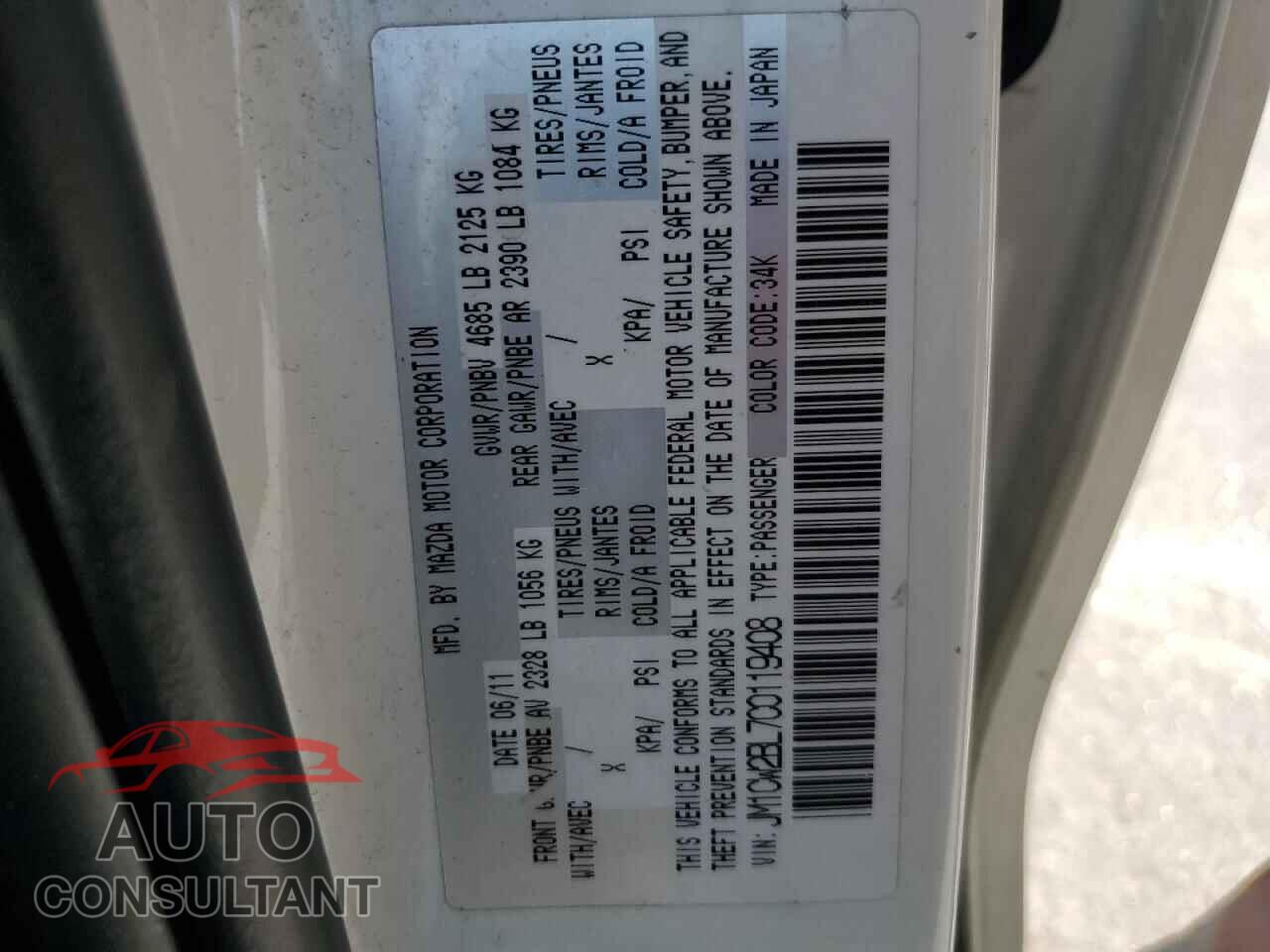 MAZDA 5 2012 - JM1CW2BL7C0119408