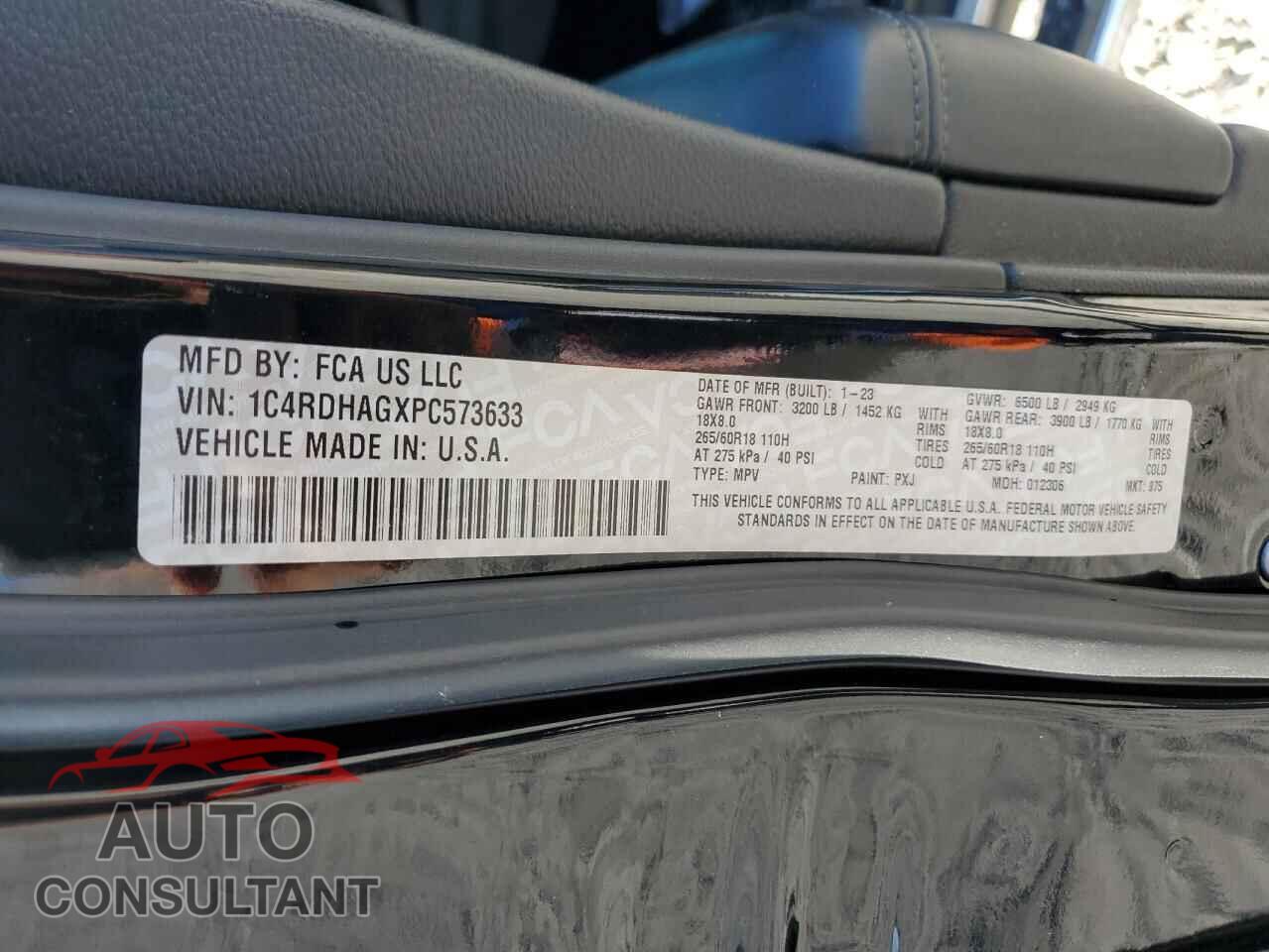 DODGE DURANGO 2023 - 1C4RDHAGXPC573633